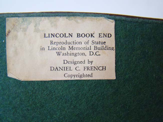 A near 'mint condition' pair of "Lincoln in the chair" bookends circa 1930 by Jennings Brothers of Bridgeport, CT. — image 3